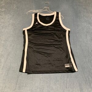 Jordan Dri Fit Basketball Jersey Womens Black Large Logo Sleeveless Performance